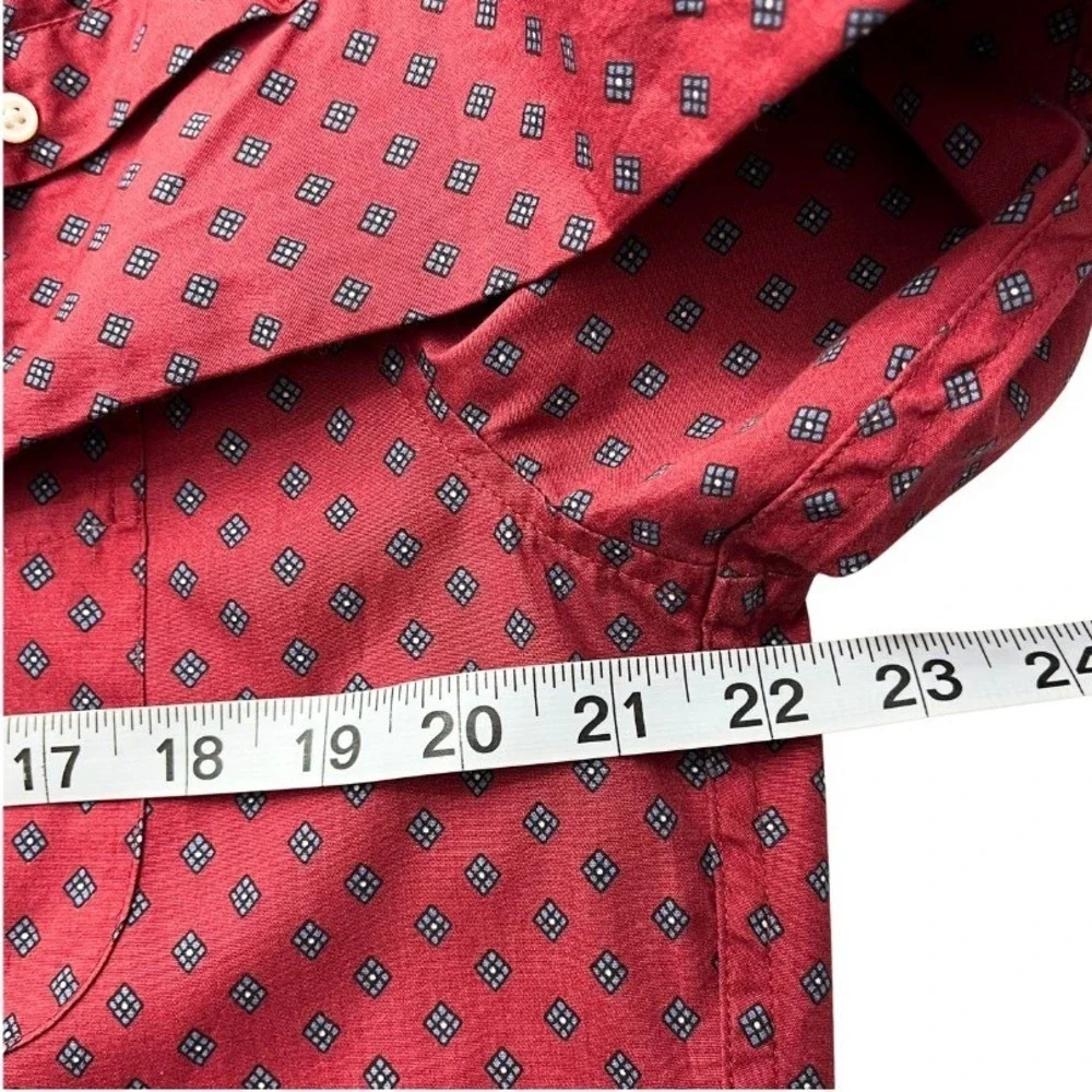 J.Crew Slim Fit Red Geometric Print Button Down Shirt 100% Cotton‎ Long Sleeve